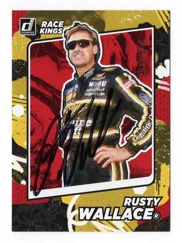 Autographed Rusty Wallace 2022 Donruss Racing Race Kings (Red Parallel) Insert Signed Nascar Collectible Trading Card #048/299 With Coa 1