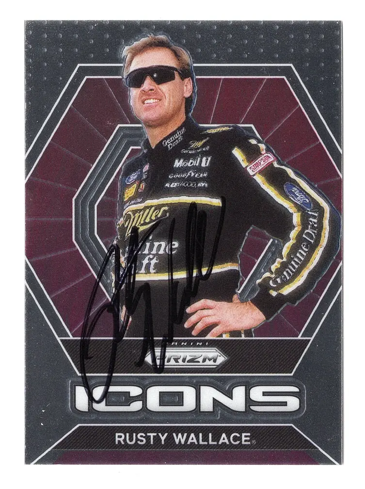 Autographed Rusty Wallace 2022 Panini Prizm Racing Icons (#2 Miller Genuine Draft) Signed Nascar Collectible Trading Card With Coa 1