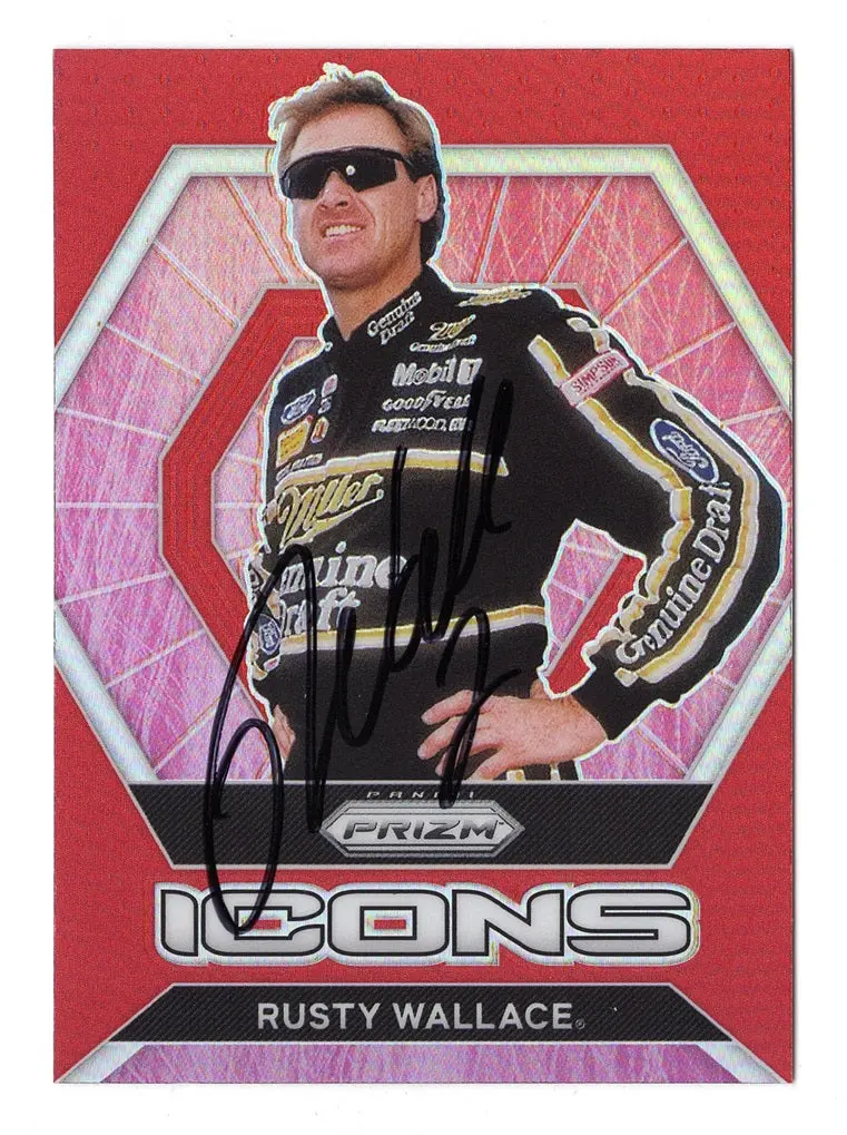 Autographed Rusty Wallace 2022 Panini Prizm Racing Icons (Red Prizm) Insert Signed Nascar Collectible Trading Card With Coa 1