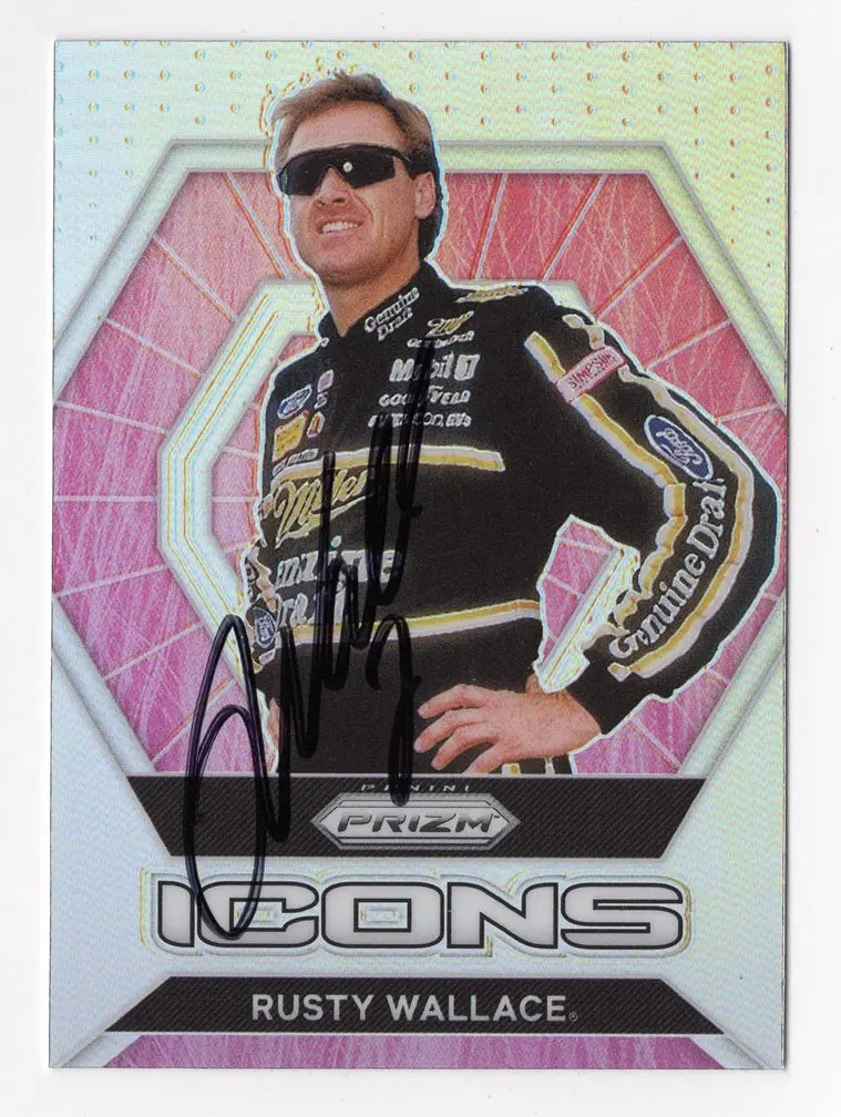 Autographed Rusty Wallace 2022 Panini Prizm Racing Icons (Silver Prizm) Insert Signed Nascar Collectible Trading Card With Coa 1