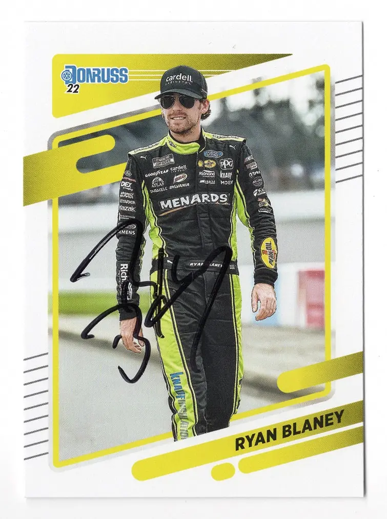 Autographed Ryan Blaney 2022 Donruss Racing (#12 Menards Driver) Team Penske Signed Nascar Collectible Trading Card With Coa 1