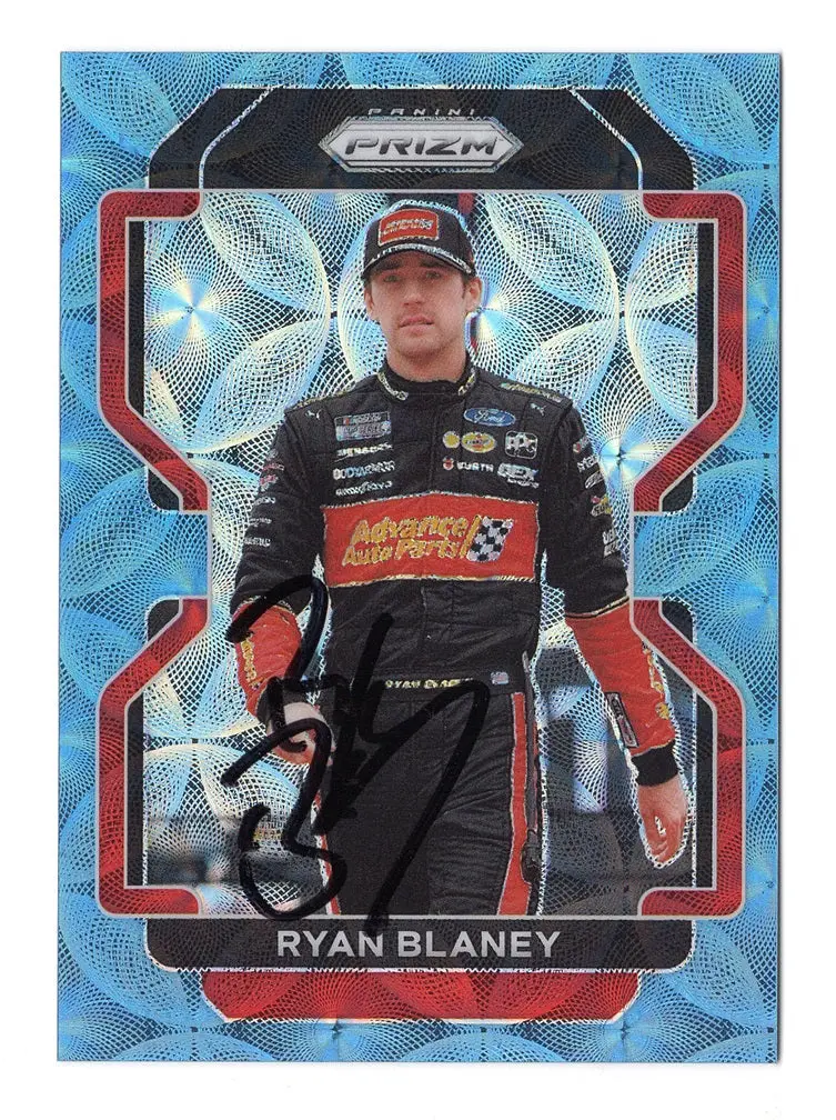 Autographed Ryan Blaney 2022 Panini Prizm Racing Carolina Blue Scope Prizm Insert Signed Nascar Collectible Trading Card #55/99 With Coa 1