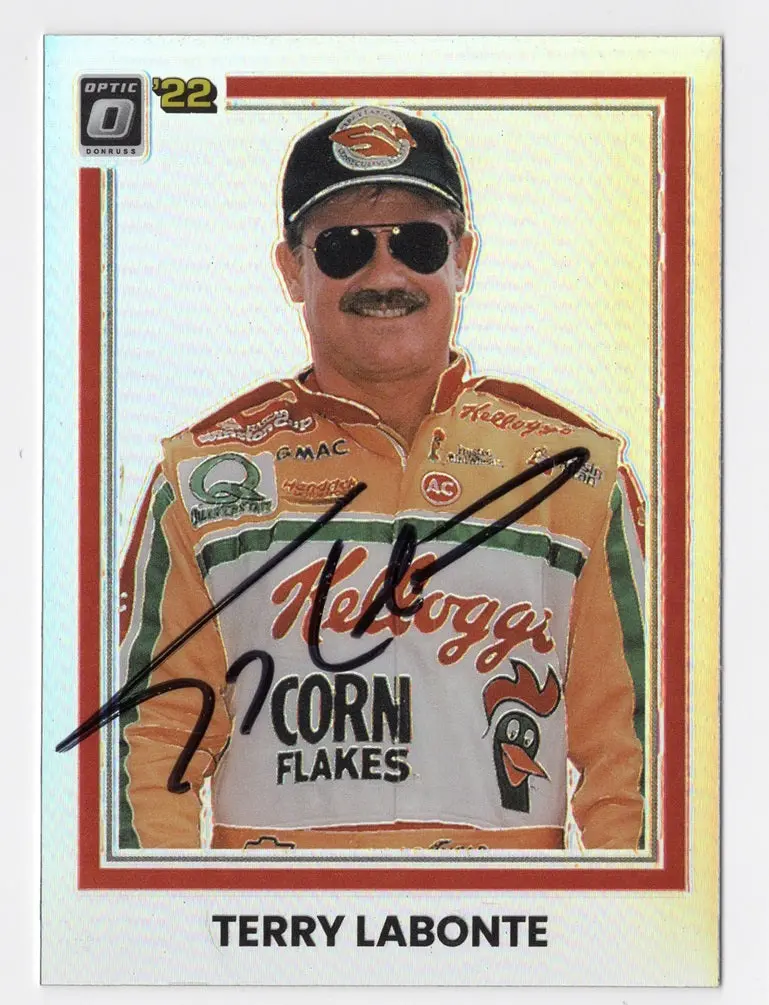 Autographed Terry Labonte 2022 Donruss Optic Racing Silver Prizm Insert Signed Nascar Collectible Trading Card With Coa 1