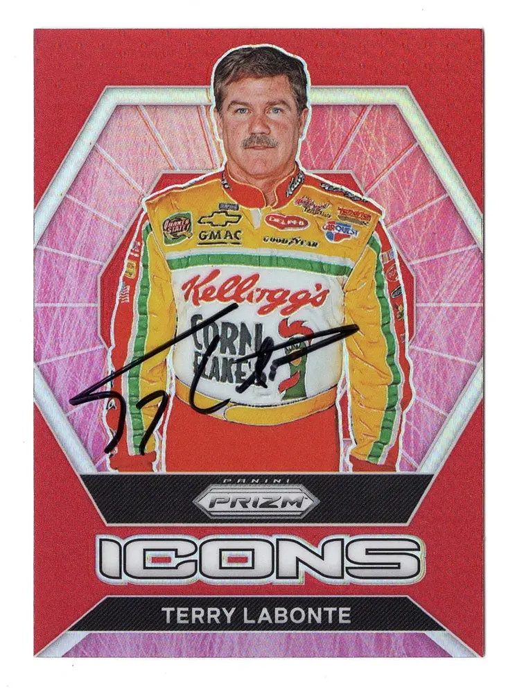 Autographed Terry Labonte 2022 Panini Prizm Racing Icons (Red Prizm) Insert Signed Nascar Collectible Trading Card With Coa 1