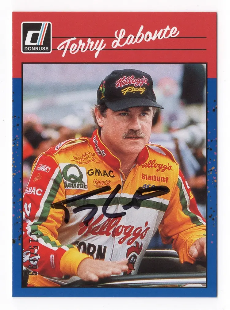 Autographed Terry Labonte 2023 Donruss Racing Blue Parallel Insert Signed Nascar Collectible Trading Card #115/199 With Coa 1