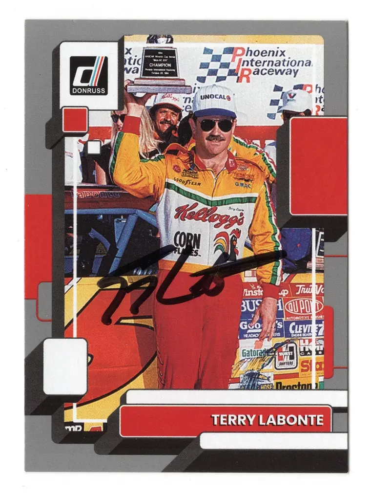 Autographed Terry Labonte 2023 Donruss Racing Phoenix Win (Gray Parallel) Insert Signed Nascar Collectible Trading Card With Coa 1