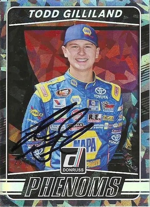 Autographed Todd Gilliland 2017 Donruss Racing Phenoms Rookie Rare Parallel Insert Signed Collectible Nascar Trading Card #267/999 With Coa 1