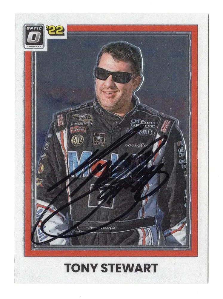 Autographed Tony Stewart 2022 Donruss Optic Racing (#14 Mobil 1 Team) Signed Nascar Collectible Trading Card With Coa 1