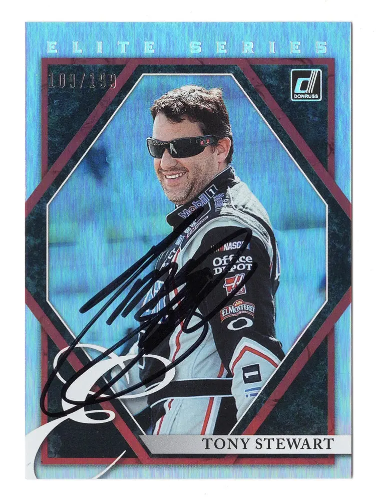 Autographed Tony Stewart 2022 Donruss Racing Elite Series (Rare Parallel Insert) Signed Nascar Collectible Trading Card With Coa #109/199 1
