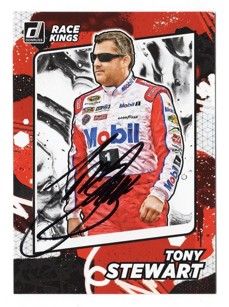 Autographed Tony Stewart 2022 Donruss Racing Race Kings (#14 Mobil 1 Team) Signed Nascar Collectible Trading Card With Coa 1