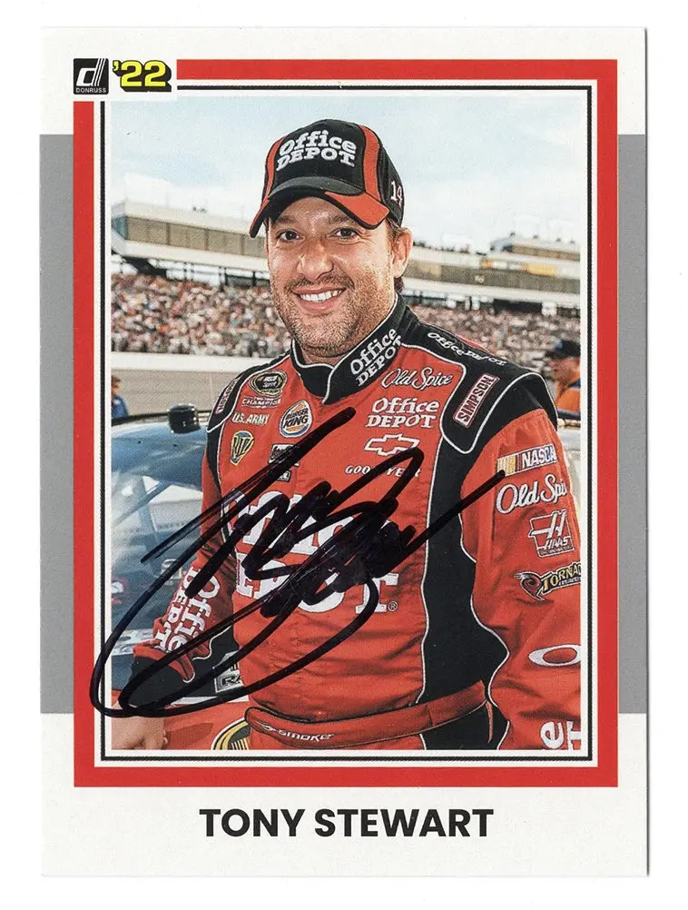 Autographed Tony Stewart 2022 Donruss Racing Rare Gray Parallel (The Rushville Rocket) Insert Signed Nascar Collectible Trading Card With Coa 1