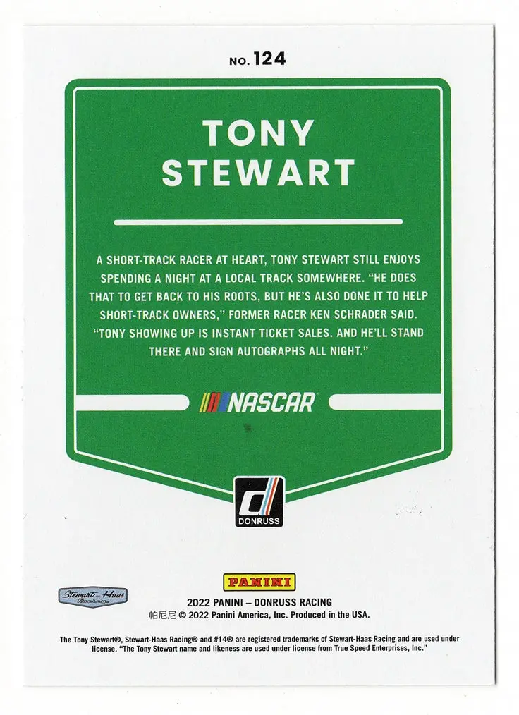 Autographed Tony Stewart 2022 Donruss Racing (#14 Bass Pro Shops Team) Signed Nascar Collectible Trading Card With Coa 2