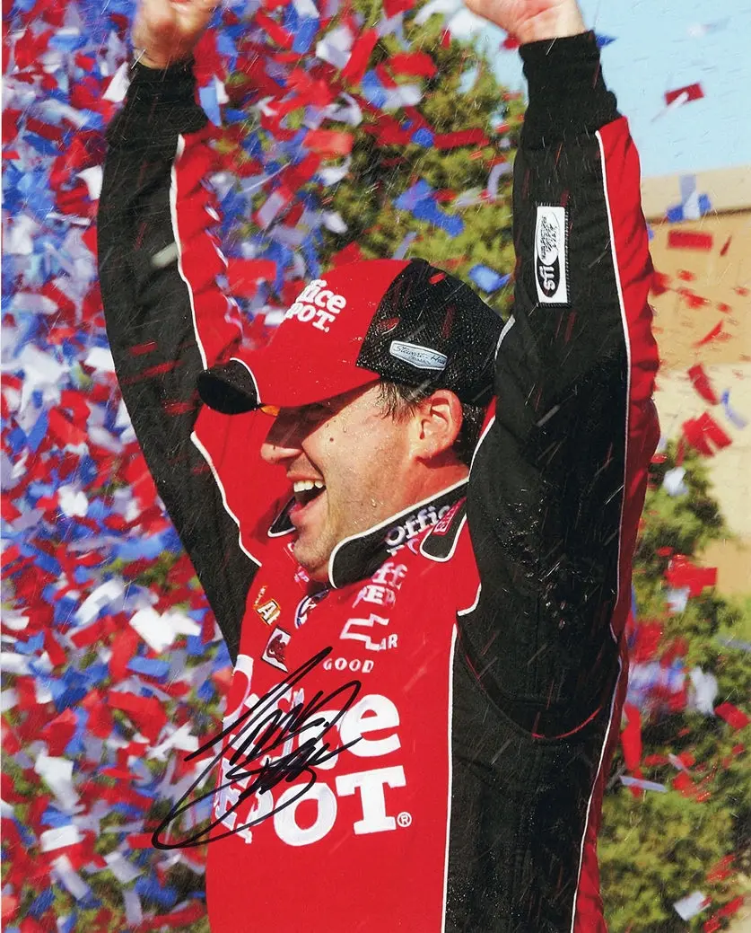 Autographed Tony Stewart #14 Office Depot Team Race Win Victory Lane Signed 8X10 Inch Picture Nascar Glossy Photo With Coa 1