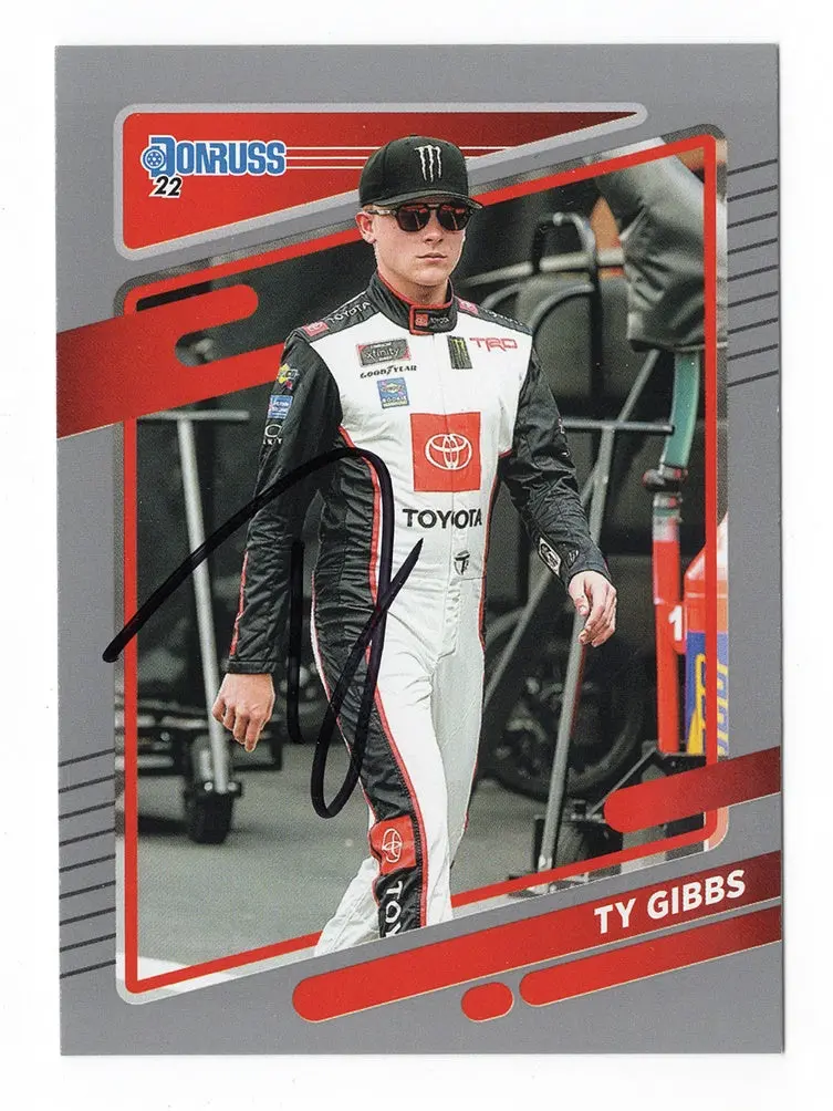 Autographed Ty Gibbs 2022 Donruss Racing Rare Gray Parallel (#54 Toyota Team) Xfinity Series Signed Nascar Collectible Trading Card With Coa 1