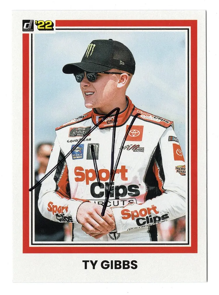 Autographed Ty Gibbs 2022 Donruss Racing (#54 Sport Clips Driver) Joe Gibbs Racing Xfinity Series Signed Nascar Collectible Trading Card With Coa 1