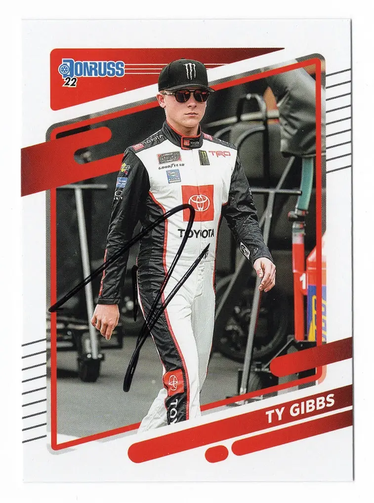 Autographed Ty Gibbs 2022 Donruss Racing (#54 Toyota Team) Xfinity Series Joe Gibbs Racing Signed Nascar Collectible Trading Card With Coa 1