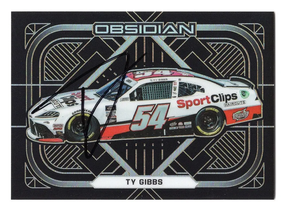 Autographed Ty Gibbs 2022 Panini Chronicles Racing Obsidian (#54 Sport Clips) Signed Nascar Collectible Trading Card With Coa 1