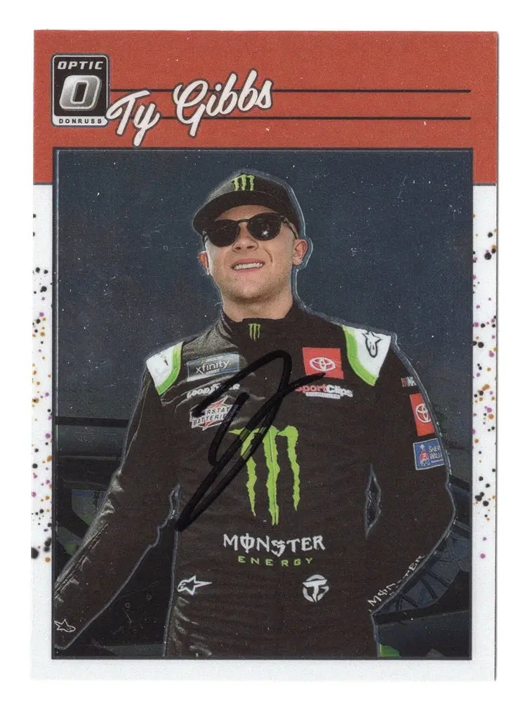 Autographed Ty Gibbs 2023 Donruss Optic Racing Retro (Rookie Season) Signed Nascar Collectible Trading Card With Coa 1