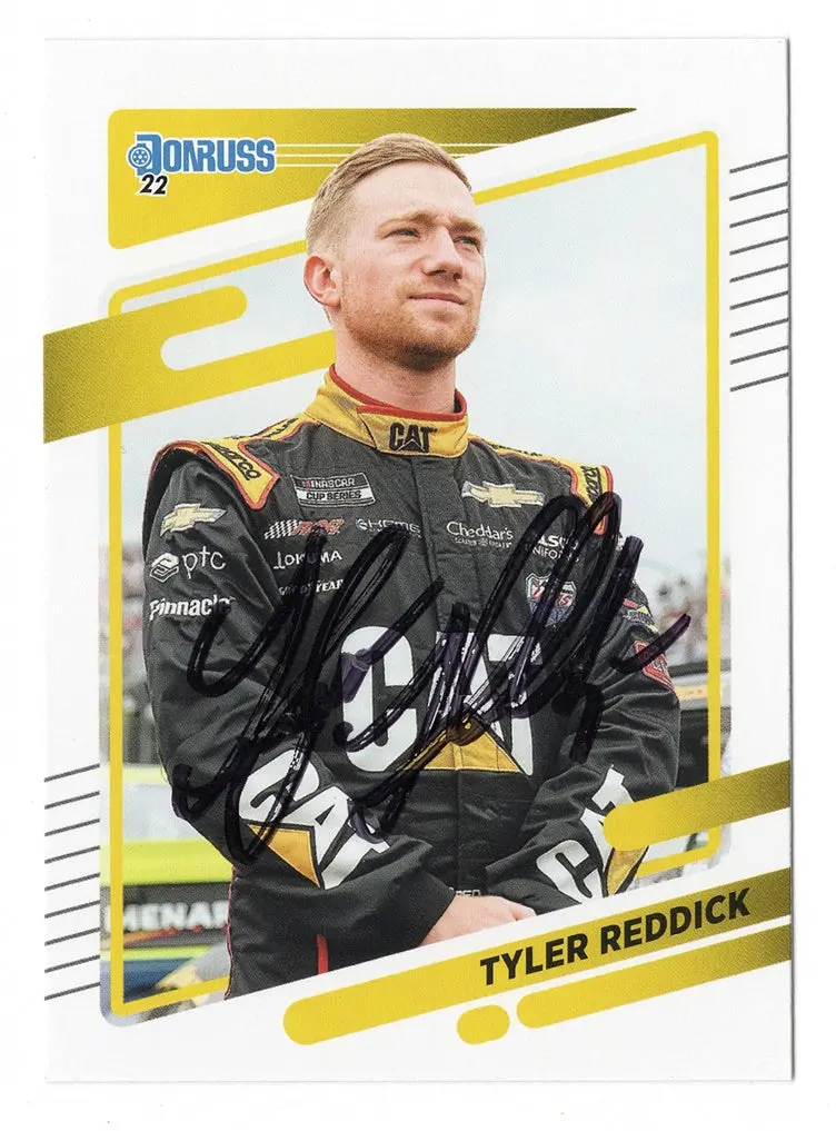 Autographed Tyler Reddick 2022 Donruss Racing (#8 Cat Driver) Rcr Team Signed Nascar Collectible Trading Card With Coa 1