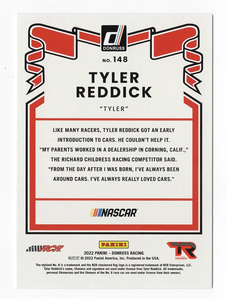 Autographed Tyler Reddick 2022 Donruss Racing (#8 Rcr Team) Nascar Cup Series Signed Nascar Collectible Trading Card With Coa 2