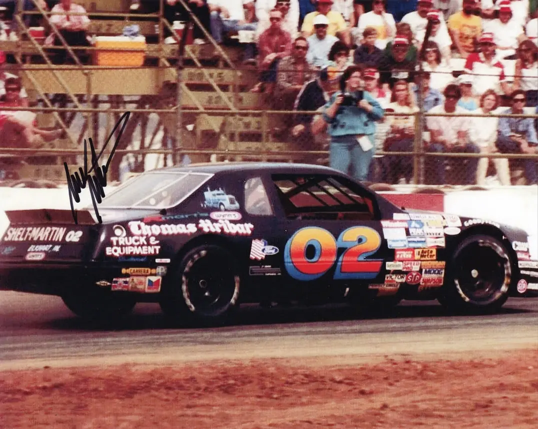 Autographed 1986 Mark Martin #02 Thomas Hribar Racing (Vintage Thunderbird) Signed 8X10 Inch Nascar Glossy Photo With Coa 1