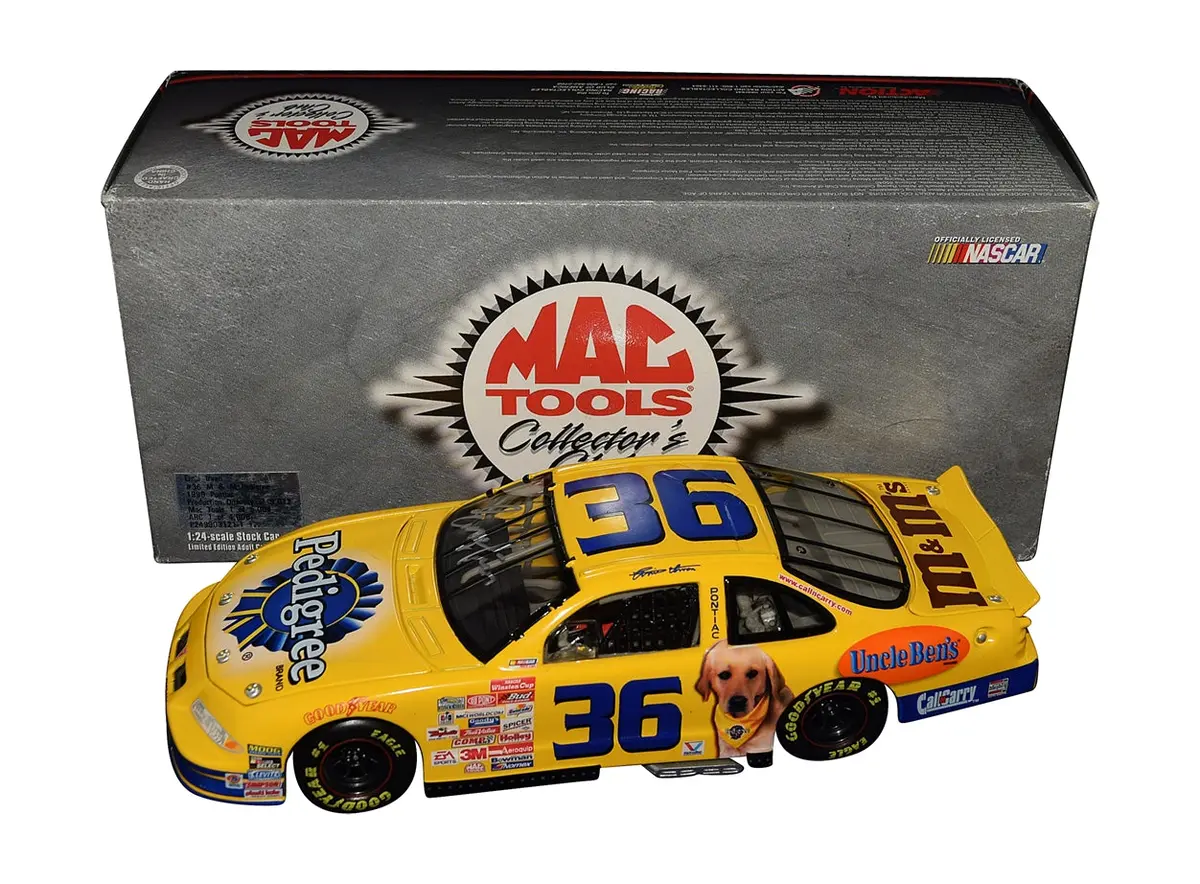 Autographed 1999 Ernie Irvan #36 Pedigree Racing (Winston Cup Series) Vintage Mac Tools Club Signed Action 1/24 Scale Diecast Car With Coa 1