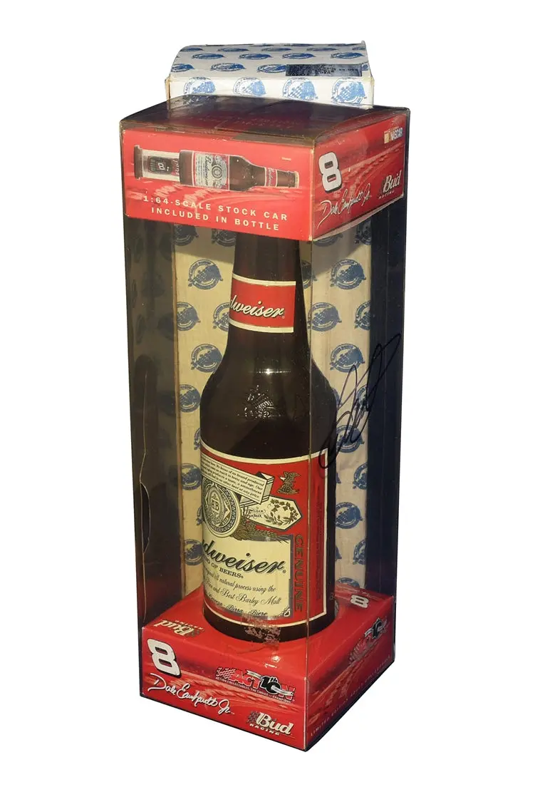 Autographed 2002 Dale Earnhardt Jr. #8 Budweiser Racing 1/64 Car In Bottle Action Signed Nascar Diecast Car With Coa 1