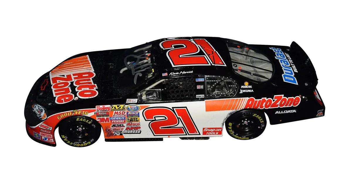 Autographed 2007 Kevin Harvick #21 Auto Zone Racing Daytona Win (Raced Version) Busch Series Signed Action 1/24 Scale Nascar Diecast With Coa (#0751 Of Only 1,908 Produced) 2