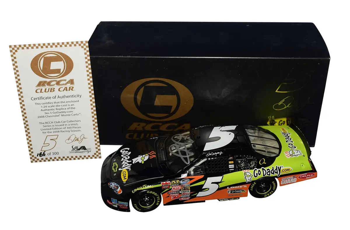 Autographed 2008 Dale Earnhardt Jr. #5 Godaddy Racing (Rcca Club Car) Nationwide Series Signed 1/24 Scale Nascar Diecast Car With Coa (#186 Of Only 300 Produced) 1