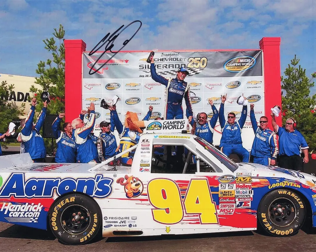 Autographed 2013 Chase Elliott #94 Ontario Truck Race Win (1St Nascar Victory) Rookie Signed 8X10 Inch Picture Nascar Glossy Photo With Coa 1