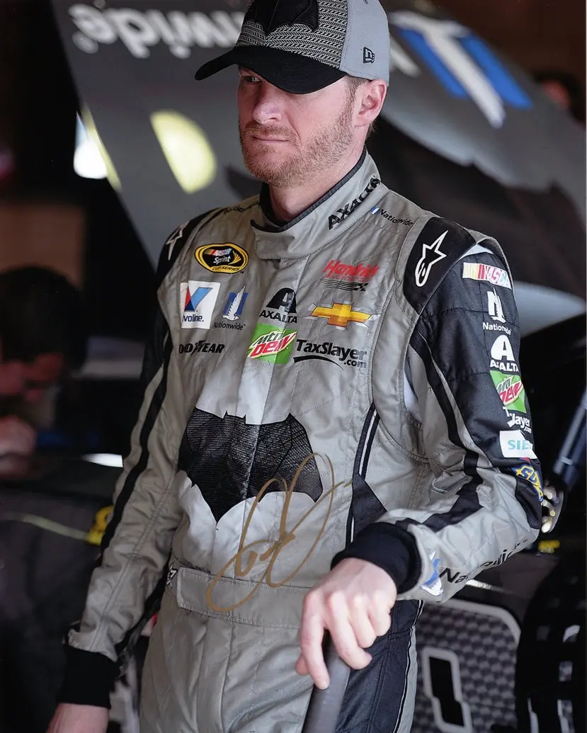 Autographed 2016 Dale Earnhardt Jr. #88 Fontana Race Batman Racing (Garage Area) Hendrick Motorsports Signed 8X10 Inch Nascar Glossy Photo With Coa 1