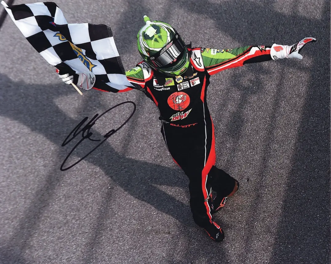 Autographed 2019 Chase Elliott #9 Little Caesars Racing Talladega Win (Checkered Flag) Signed 8X10 Inch Nascar Glossy Photo With Coa 1