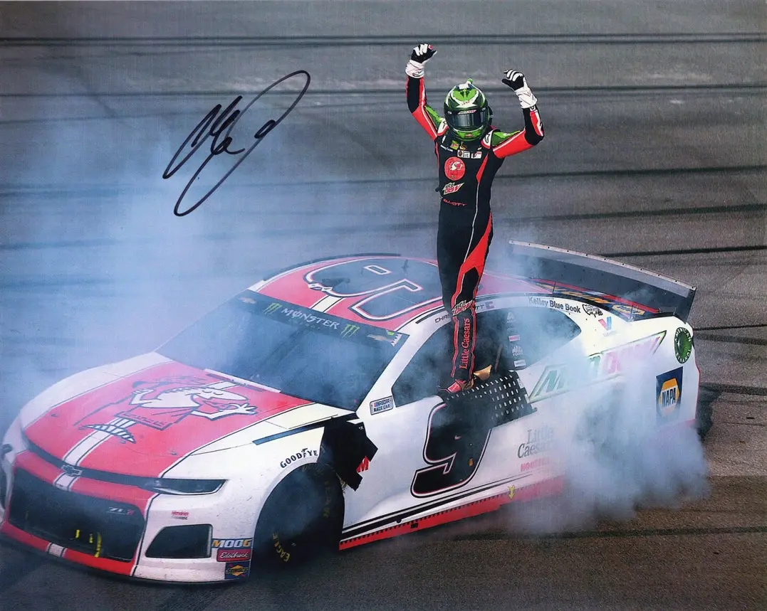Autographed 2019 Chase Elliott #9 Little Caesars Racing Talldega Win (Victory Burnout) Signed 8X10 Inch Nascar Glossy Photo With Coa 1