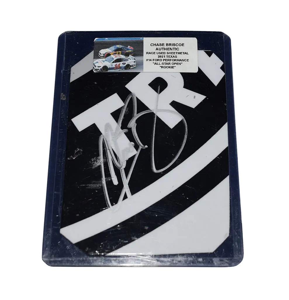 Autographed 2021 Chase Briscoe #14 Ford Performance Racing Race-Used Sheetmetal (Rookie All-Star Open) 2-Color Logo Signed Nascar Collectible With Coa 1