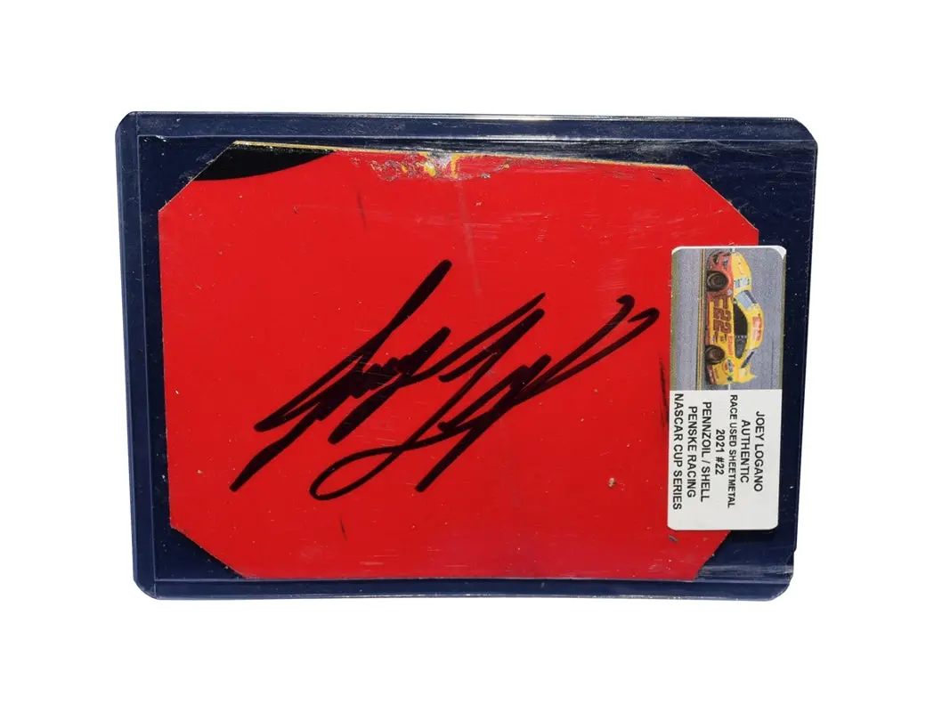 Autographed 2021 Joey Logano #22 Pennzoil / Shell Racing Race Used Sheet Metal (Team Penske) 2-Color Red Piece Signed Nascar Collectible With Coa 1