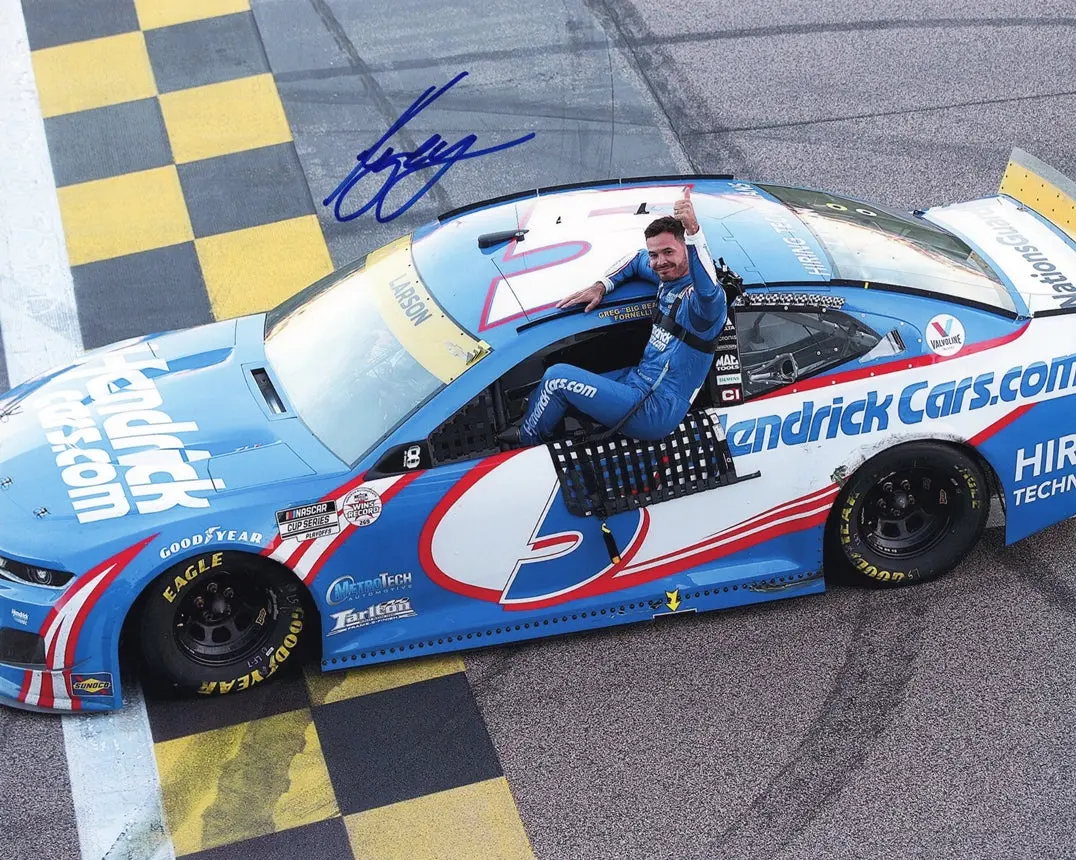 Autographed 2021 Kyle Larson #5 Hendrick Motorsports Kansas Win (Championship Season) Signed 8X10 Inch Nascar Glossy Photo With Coa 1