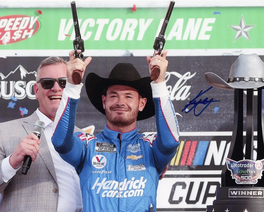 Autographed 2021 Kyle Larson #5 Hendrick Motorsports Texas Race Win (Victory Lane) Signed 8X10 Inch Nascar Glossy Photo With Coa 1