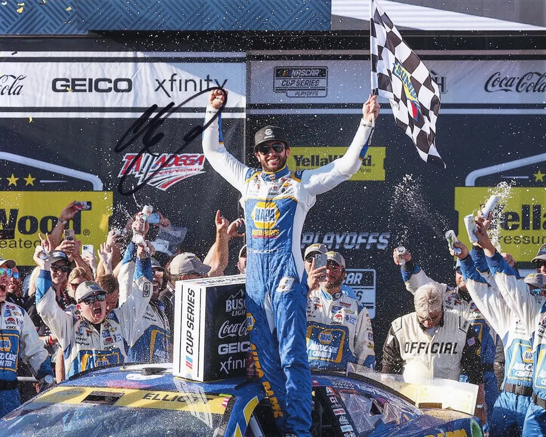 Autographed 2022 Chase Elliott #9 Napa Racing Talladega Win (Victory Lane Flag) Signed 8X10 Inch Nascar Glossy Photo With Coa 1