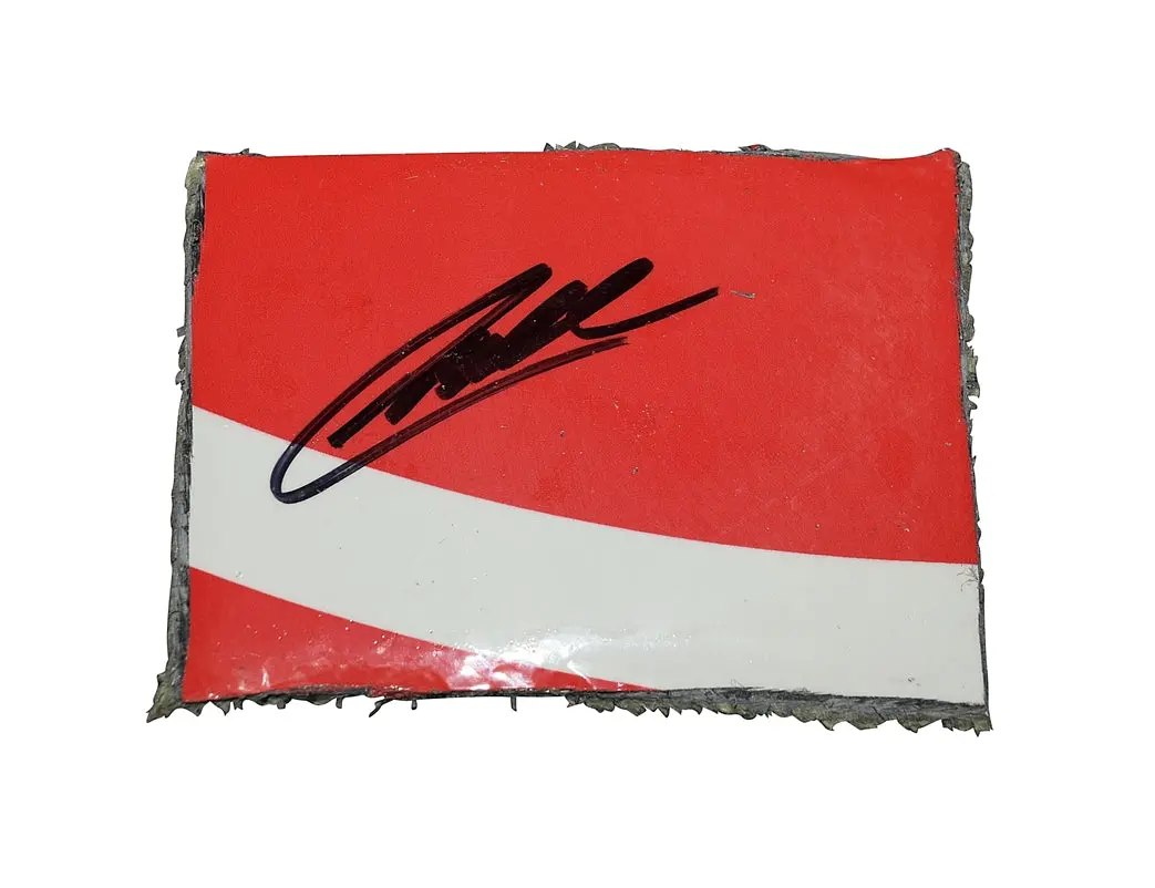 Autographed 2022 Christopher Bell #20 Rheem Racing Race-Used Sheetmetal (Las Vegas Speedway) 2-Color Red Signed Nascar Collectible With Coa 1