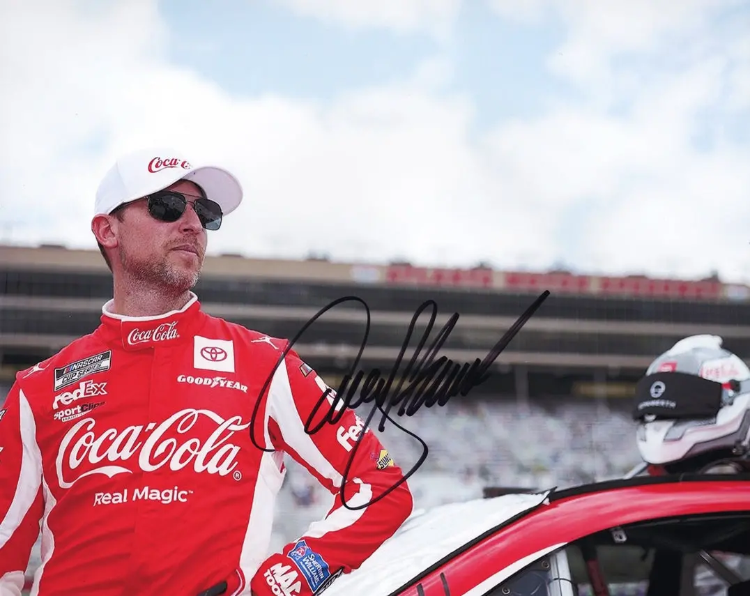 Autographed 2022 Denny Hamlin #11 Coca-Cola Racing Atlanta Motor Speedway (Pre-Race Pit Road) Signed 8X10 Inch Nascar Glossy Photo With Coa 1