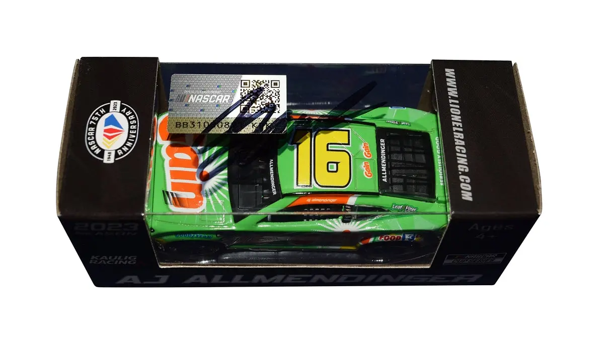 Autographed 2023 Aj Allmendinger #16 Gain Camaro (Kaulig Racing) Signed Action 1/64 Scale Nascar Diecast Car With Coa 2