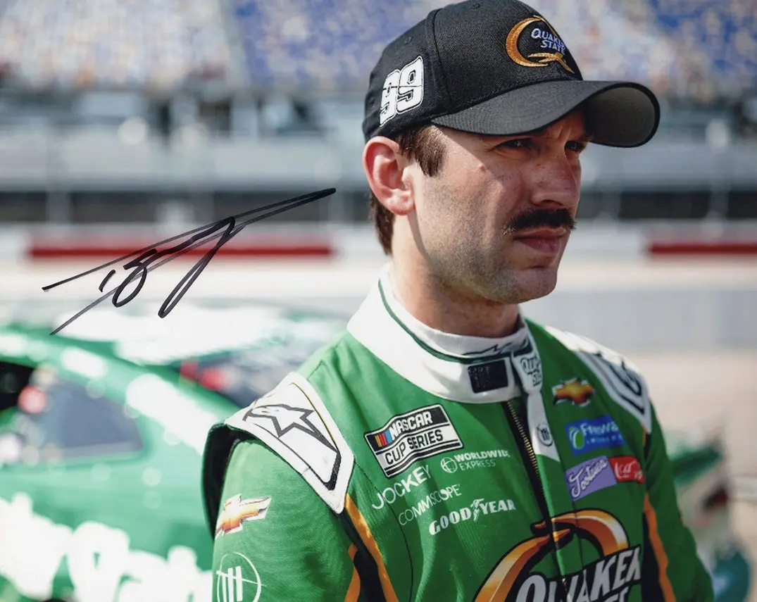 Autographed 2023 Daniel Suarez #99 Quaker State Racing Darlington Throwback Weekend Signed 8X10 Inch Nascar Glossy Photo With Coa 1