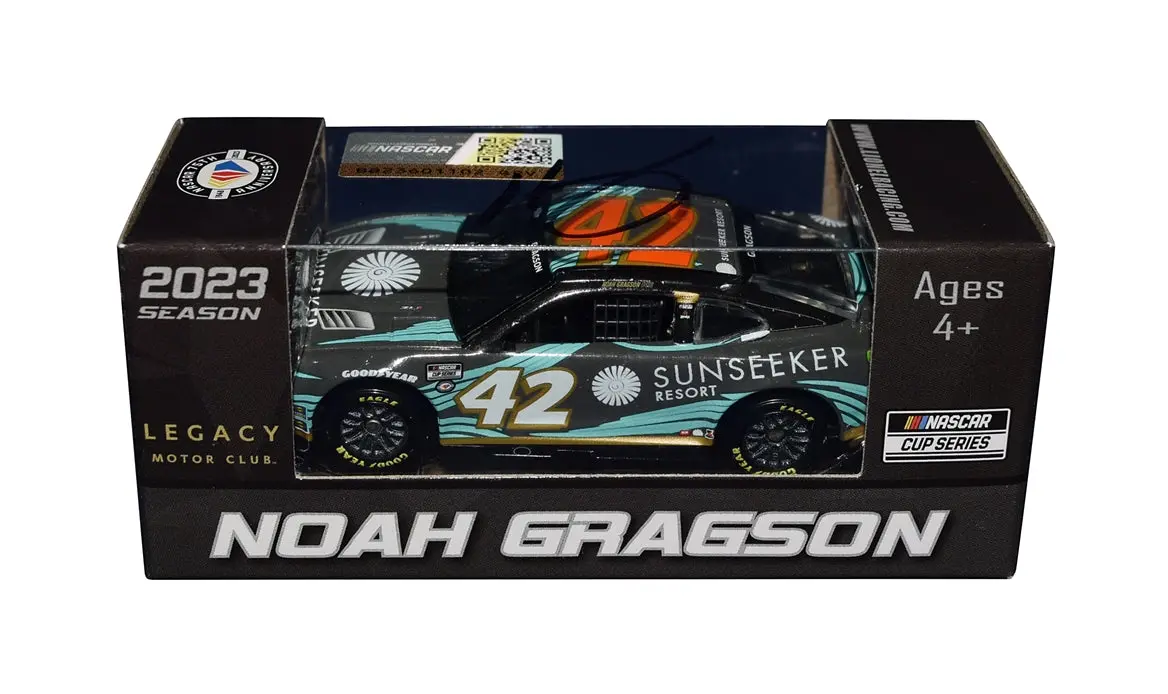 Autographed 2023 Noah Gragson #42 Sun Seeker Resort (Legacy Motor Club) Signed Action 1/64 Scale Nascar Diecast Car With Coa 1