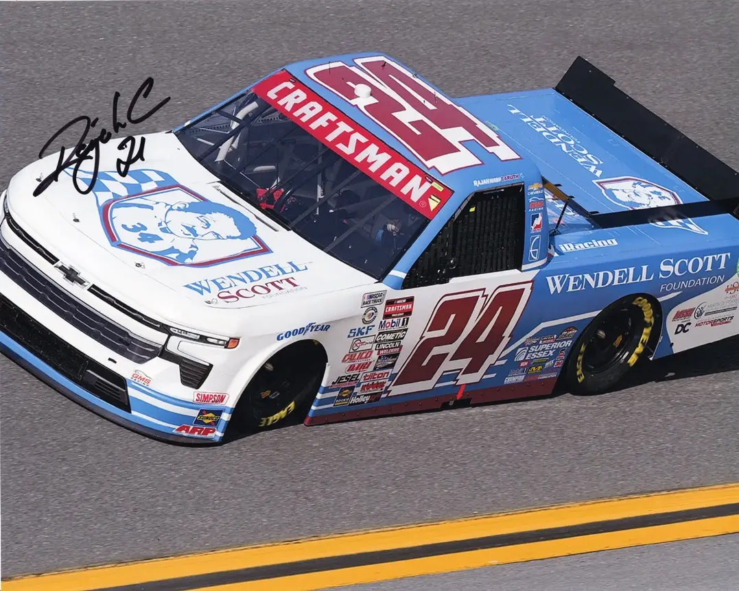 Autographed 2023 Rajah Caruth #24 Wendell Scott Foundation (Daytona Truck Series) Signed 8X10 Inch Nascar Photo With Coa 1