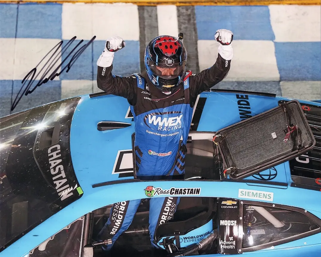 Autographed 2023 Ross Chastain #1 Trackhouse Team Nashville Win (Victory Celebration) Signed 8X10 Inch Picture Nascar Glossy Photo With Coa 1