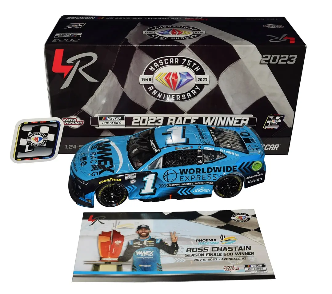 Autographed 2023 Ross Chastain #1 Worldwide Express Phoenix Win (Raced Version) Trackhouse Signed Lionel 1/24 Scale Nascar Diecast Car With Coa (#078 Of Only 504 Produced) 1