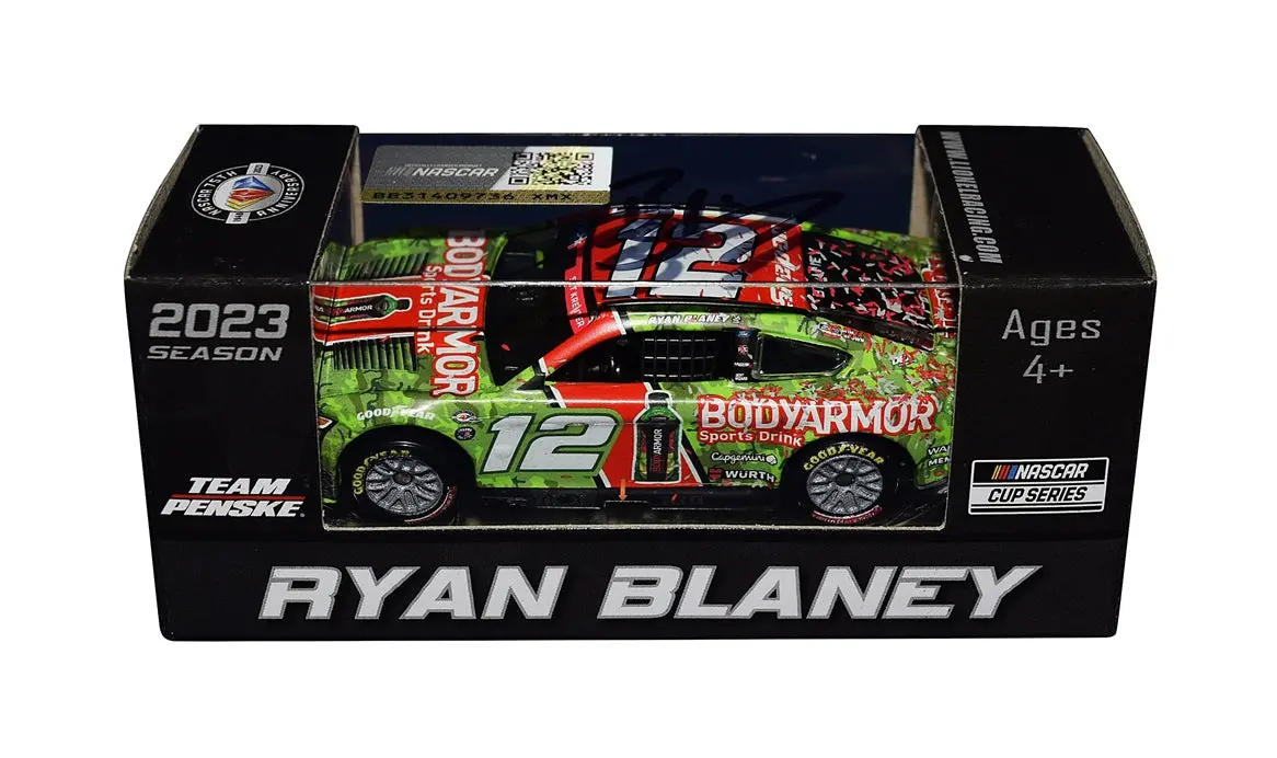 Autographed 2023 Ryan Blaney #12 Body Armor Charlotte Win (Coca-Cola 600) Raced Version Signed Action 1/64 Scale Nascar Diecast Car With Coa 1