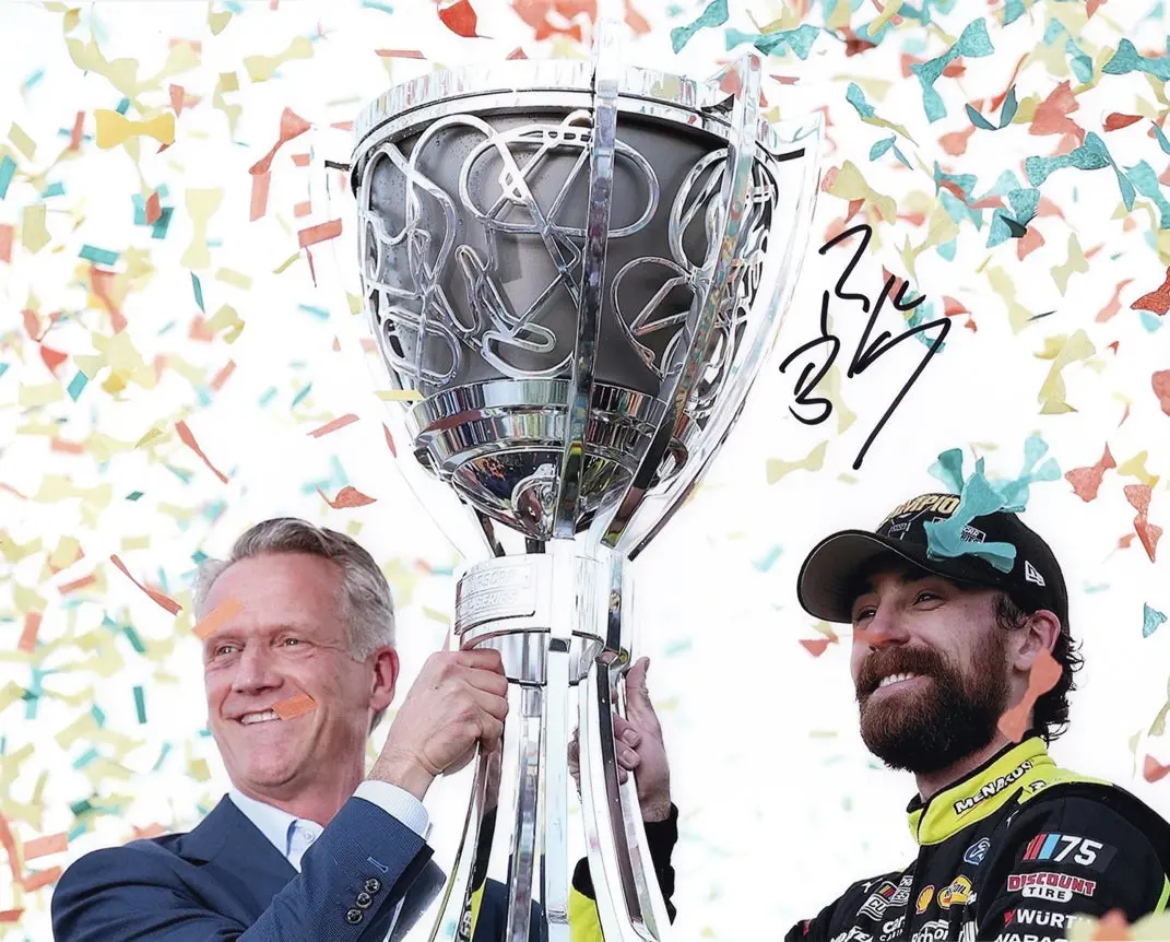 Autographed 2023 Ryan Blaney #12 Menards Racing Nascar Champion (Victory Lane Trophy) Signed 8X10 Inch Picture Nascar Glossy Photo With Coa 1