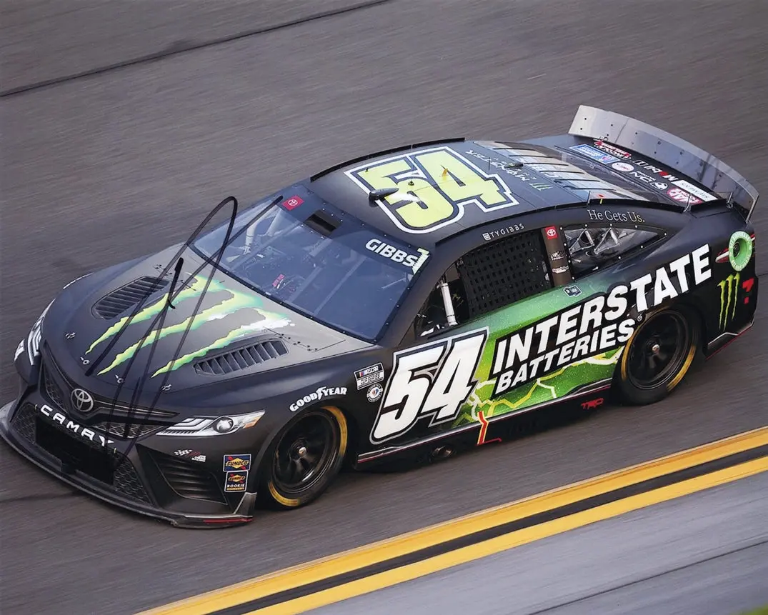 Autographed 2023 Ty Gibbs #54 Interstate Batteries Racing Daytona 500 Car (Rookie Season) Signed 8X10 Inch Nascar Glossy Photo With Coa 1
