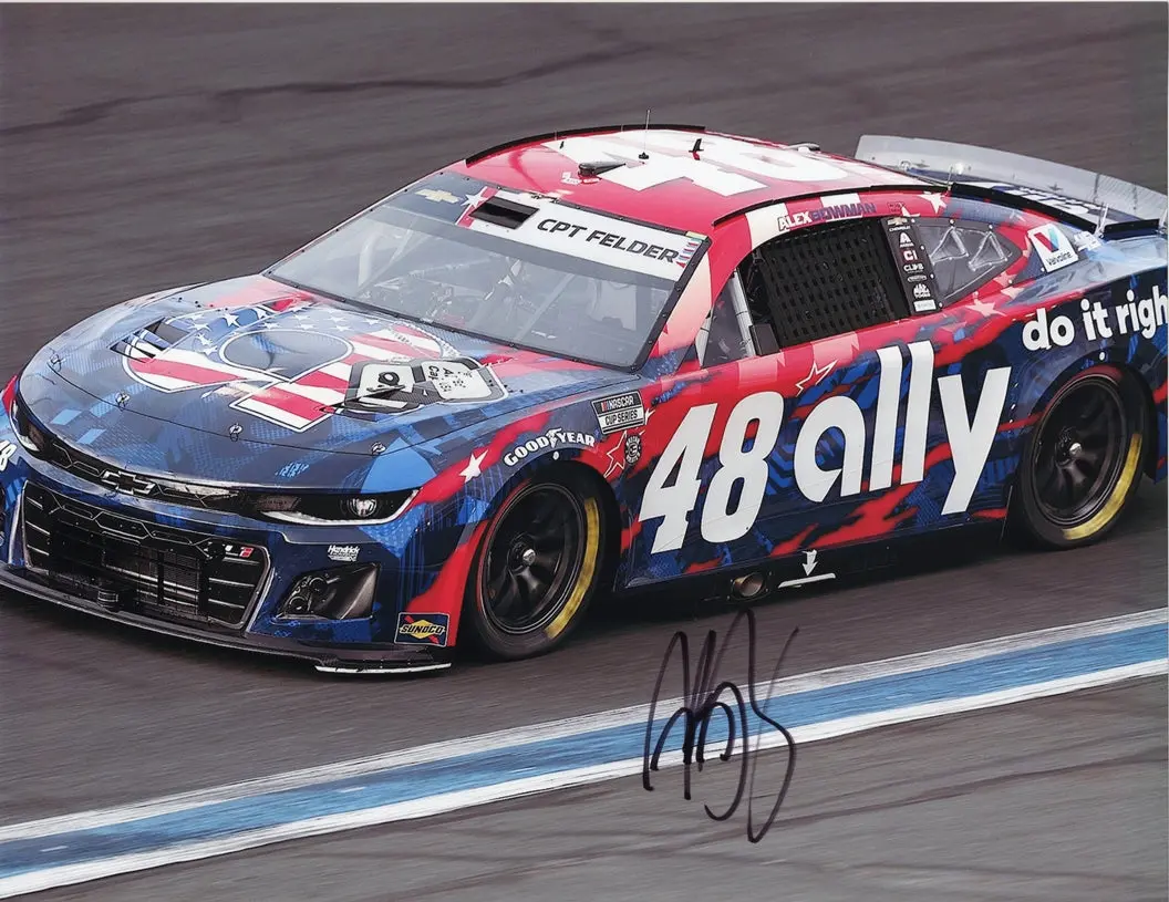 Autographed 2024 Alex Bowman #48 Ally Racing Coca-Cola 600 Race (Patriotic Paint Scheme) Signed 9X11 Inch Nascar Glossy Photo With Coa 1
